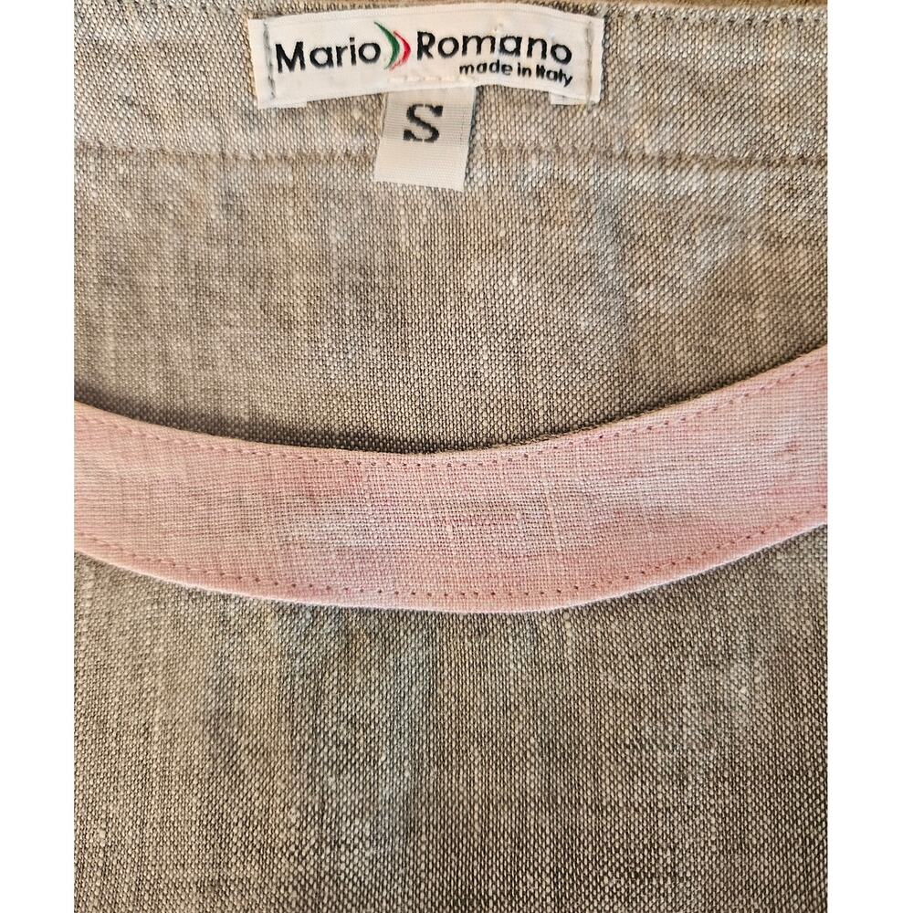 Mario Romano Pink Gray White Colorblock Shift Dress Sz S 100% Italian Linen - Picture 7 of 8